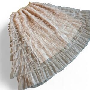 Y2K Romantic Blush Tulle Midi Skirt – Fairycore Ruffle S